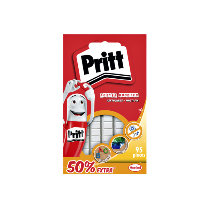 Poster Buddies Pritt dubbelzijdige kleefpads voor oa posters blister à 95 stuks 50% gratis