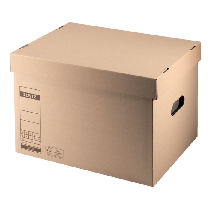 Archief- en transportdoos met deksel Leitz Premium 335x280x440mm natuurbruin
