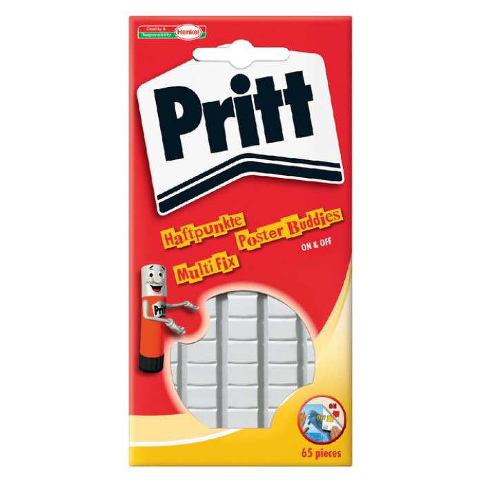 Poster Buddies Pritt dubbelzijdige kleefpads voor oa posters blister à 65 stuks