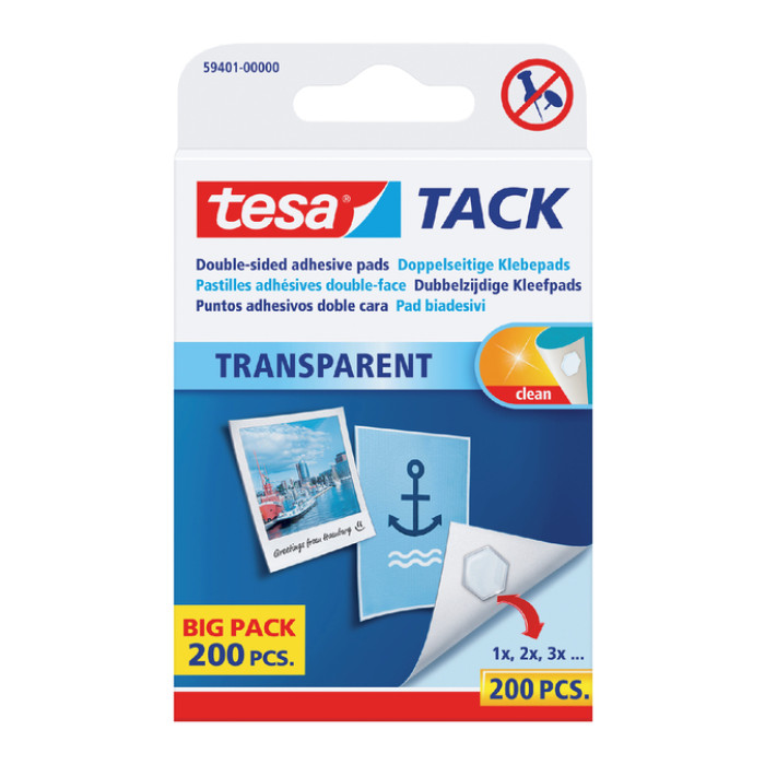 Kleefpads tesa® TACK dubbelzijdig transparant 200 stuks 200 stuks