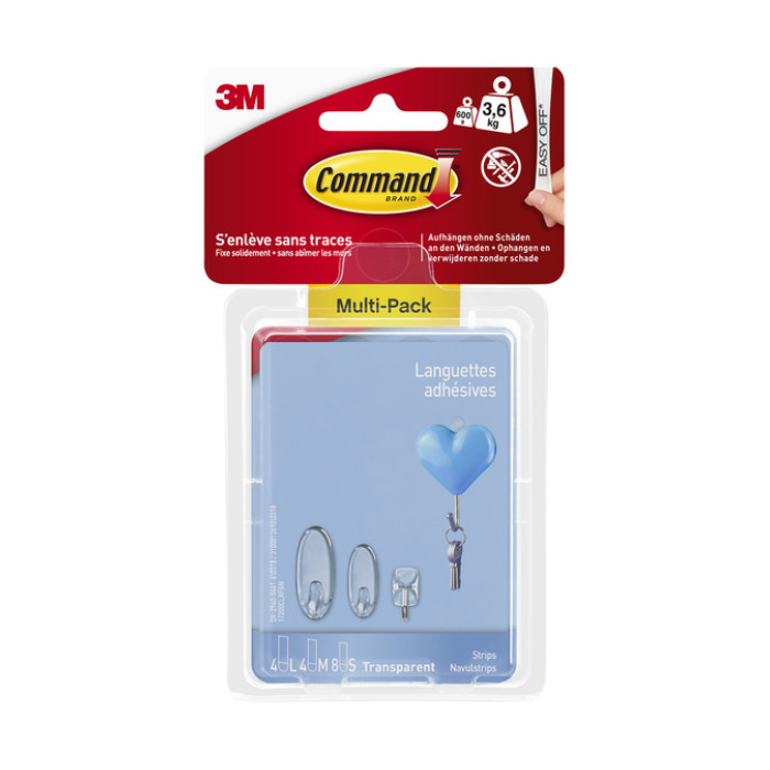 Bevestigingsstrip Command 16 stuks transparant