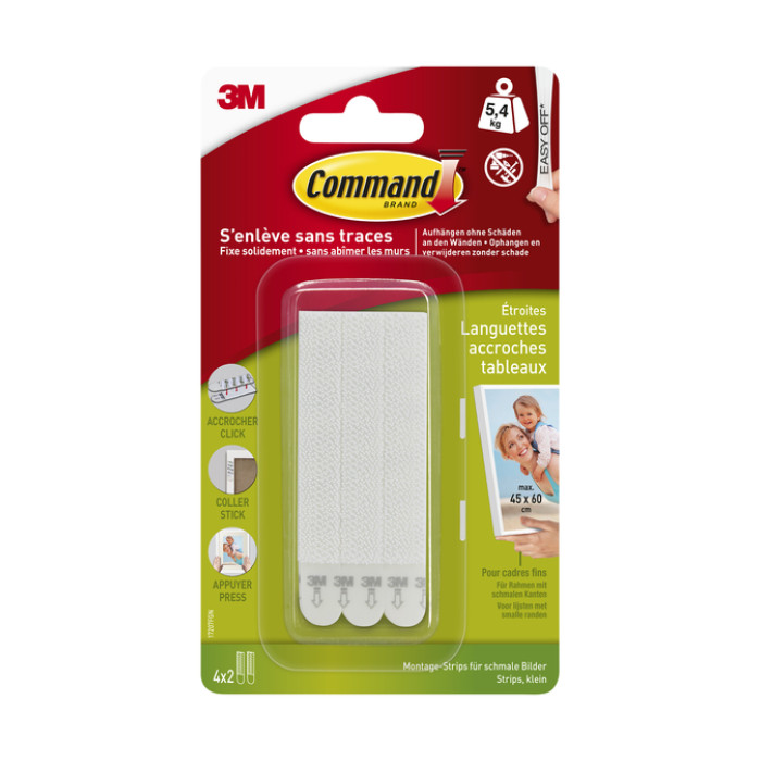 Bevestigingsstrip Command klik vast smal 5,4kg wit