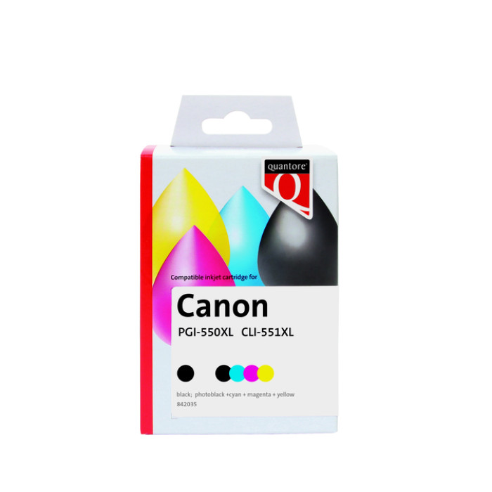 Inktcartridge Quantore alternatief tbv Canon PGI-550XL CLI-551XL zwart + 4 kleuren