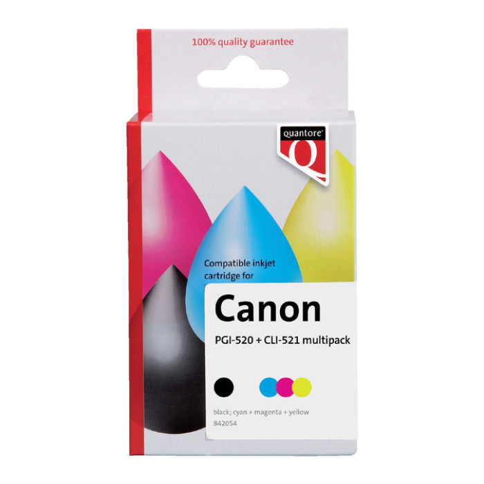 Inktcartridge Quantore alternatief tbv Canon PGI-520 CLI-521 2 zwart + 3 kleuren