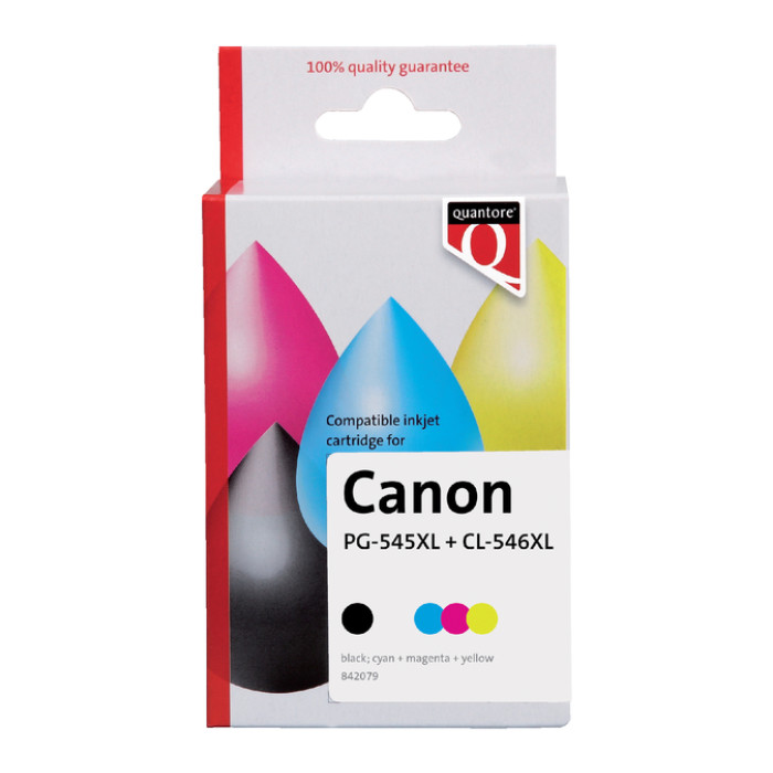 Inktcartridge Quantore alternatief tbv Canon PG-545XL CL-546XL zwart + 3 kleuren