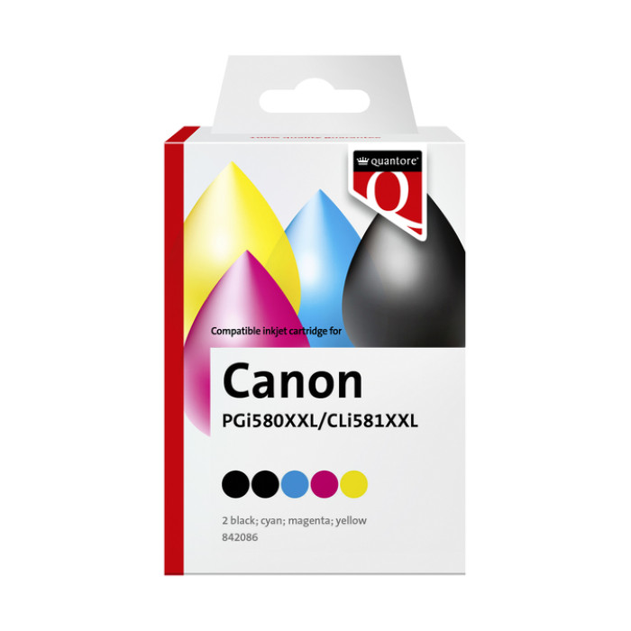Inktcartridge Quantore alternatief tbv Canon PGI-580XXL CLI-581XXL 2x zwart + 3 kleuren