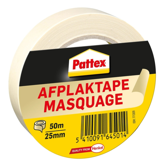 Afplaktape Pattex 25mmx50m creme
