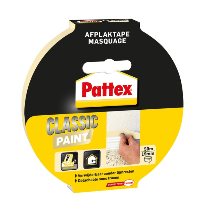 Afplaktape Pattex Classic 19mmx50m creme