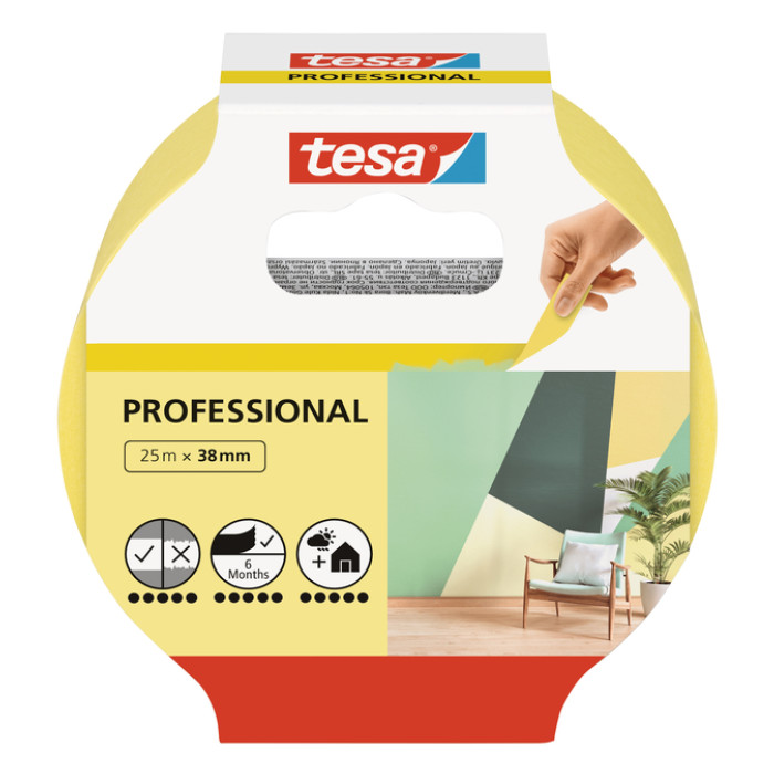 Afplaktape tesa®  Professional 25mx38mm geel