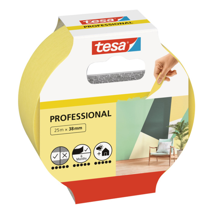Afplaktape tesa®  Professional 25mx38mm geel
