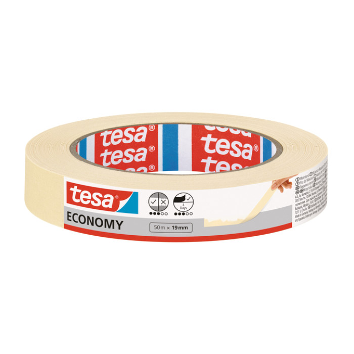 Afplaktape tesa®  Economy 50mx19mm geel