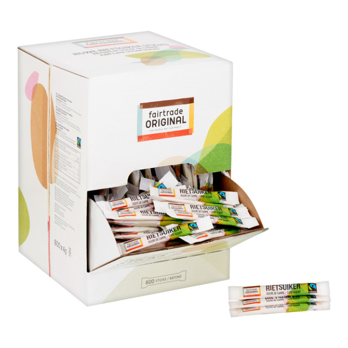 Rietsuikersticks Fairtrade Original 600 stuks
