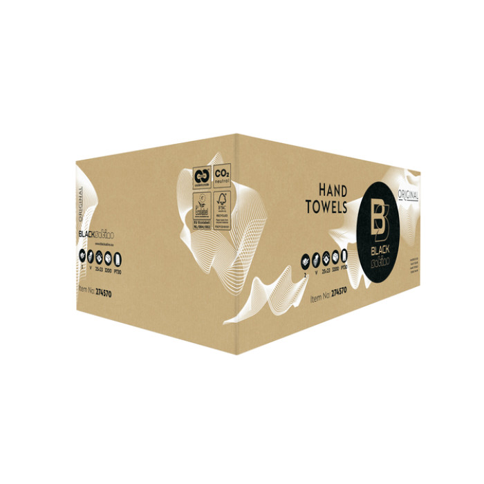 Handdoek BlackSatino PT30 Original v-vouw 2-laags 250x230mm 15x214 vel wit 274570