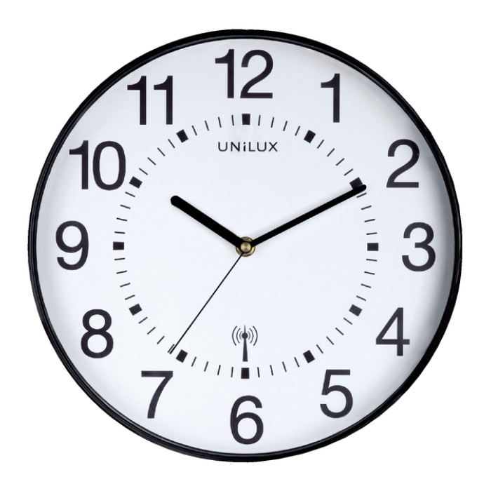Wandklok Unilux Maxi radio controlled Ø 37.5cm zwart/wit