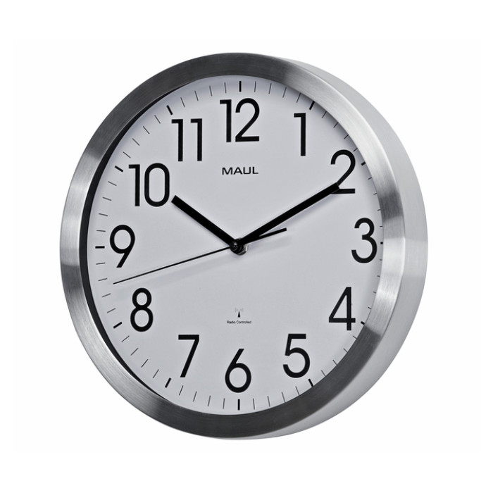 Wandklok MAUL Move RC Ø305x45mm aluminium frame wit incl. batterij