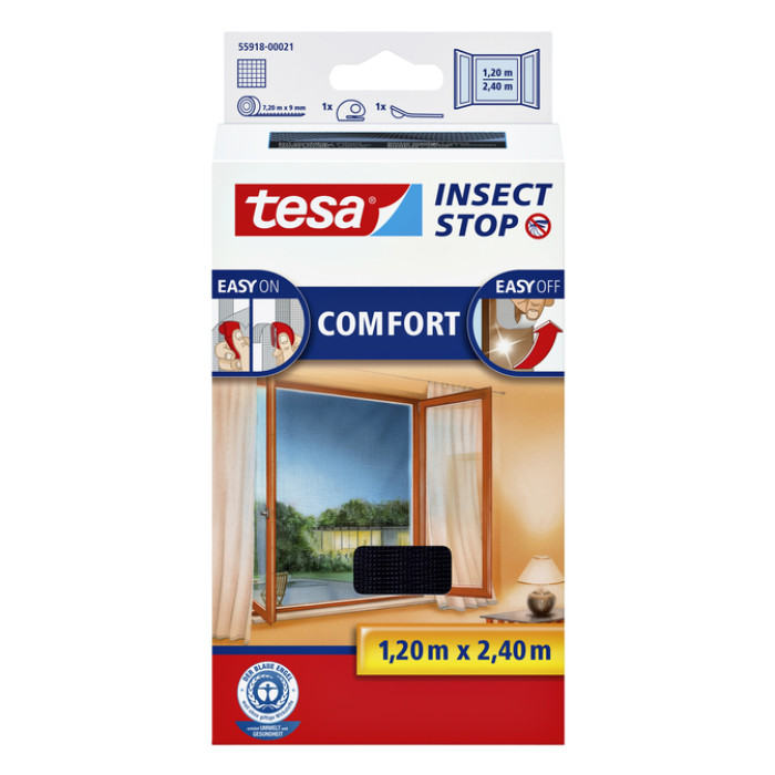 Insectenhor tesa® Insect Stop COMFORT buitendraaiende ramen 1,2x2,4m zwart