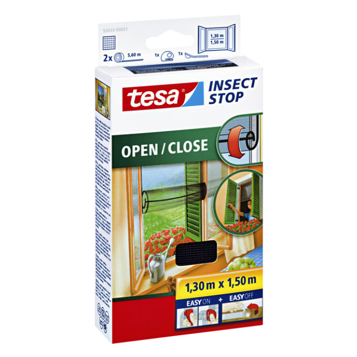 Insectenhor tesa® Insect Stop OPEN/CLOSE raam 1,3x1,5m zwart