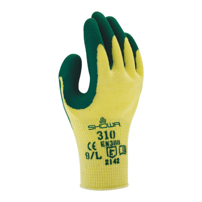 Handschoen Showa 310 grip latex M groen/geel