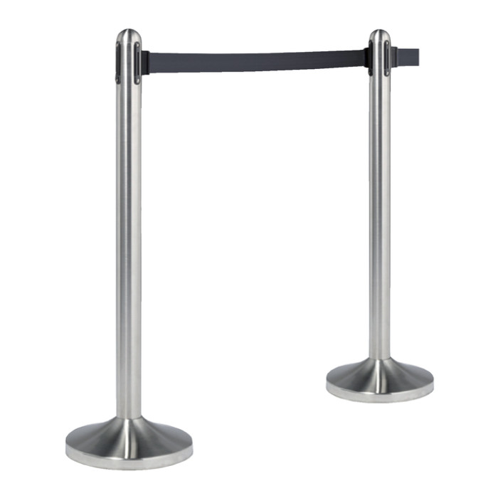 Afzetpaal Securit RVS met rolband 210cm zwart