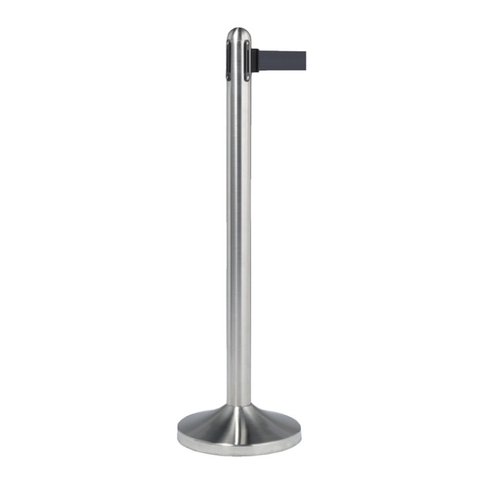 Afzetpaal Securit RVS met rolband 210cm zwart