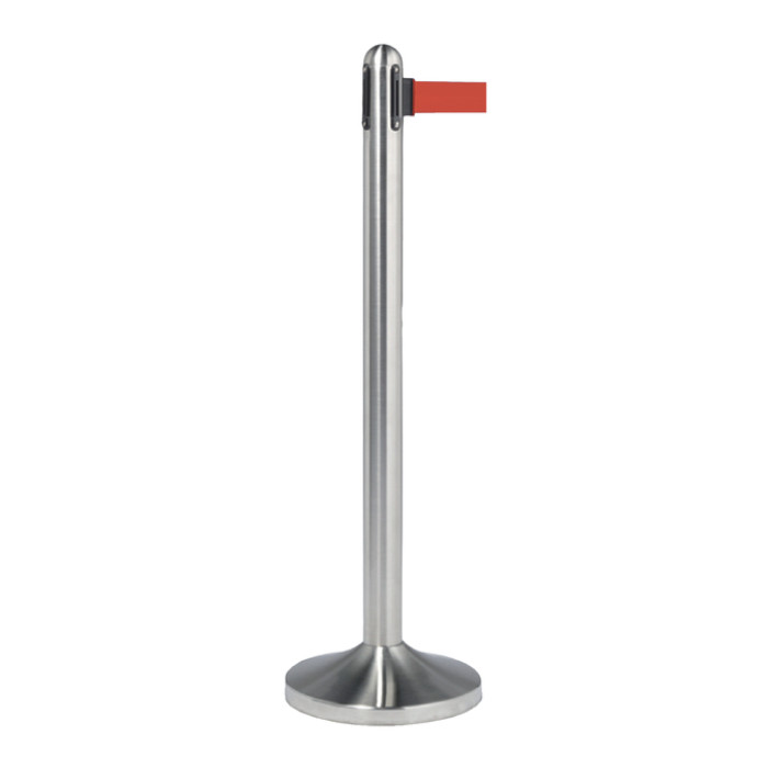 Afzetpaal Securit RVS met rolband 210cm rood