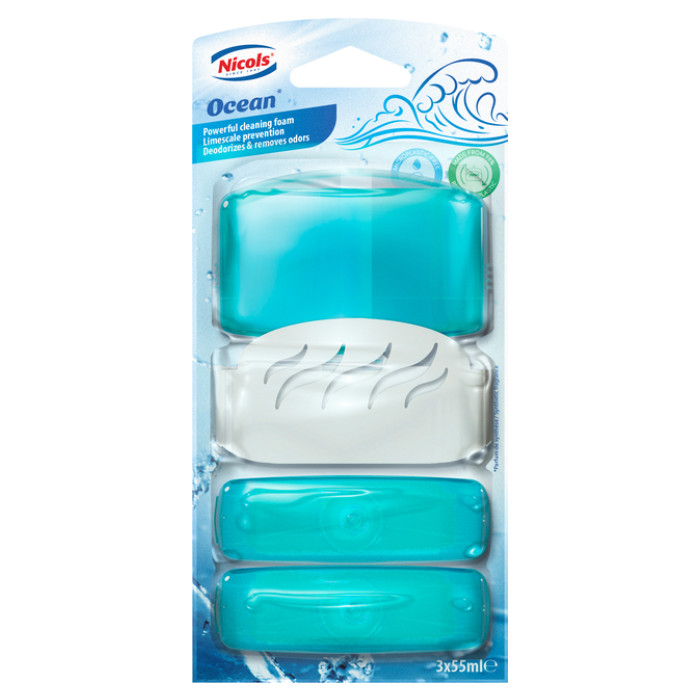 Toiletblok Air plus ocean 55ml met houder 3 stuks