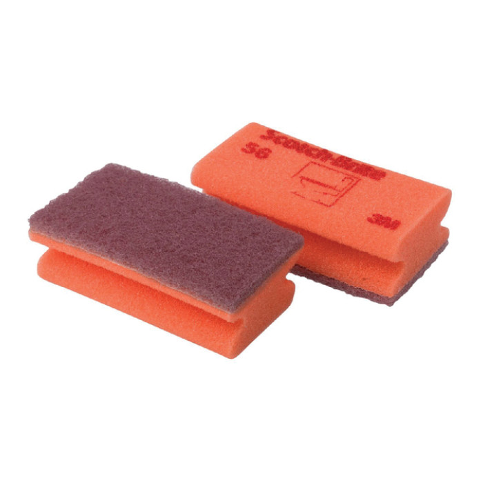 Schuurspons Scotch -Brite delicate oppervlakken 70x133mm rood 10 stuks