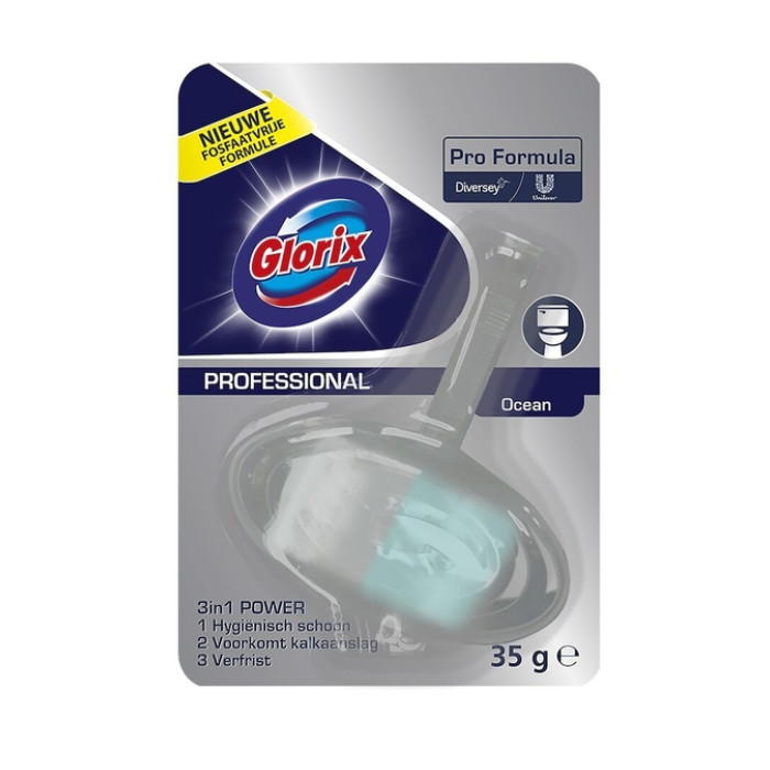 Toiletblok Glorix ocean fresh met houder