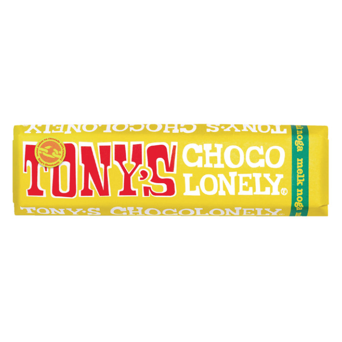Chocolade Tony's Chocolonely melk noga reep 47gr