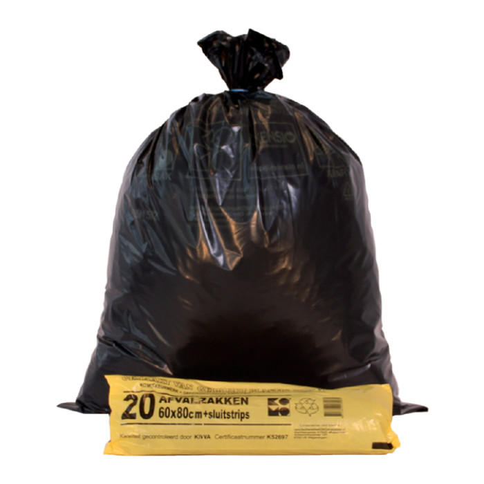 Vuilniszak Komo 60 liter zwart rol à 20 stuks