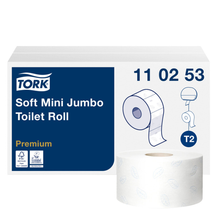 Toiletpapier Tork T2 Premium jumbo klein 2-laags 170m wit 110253