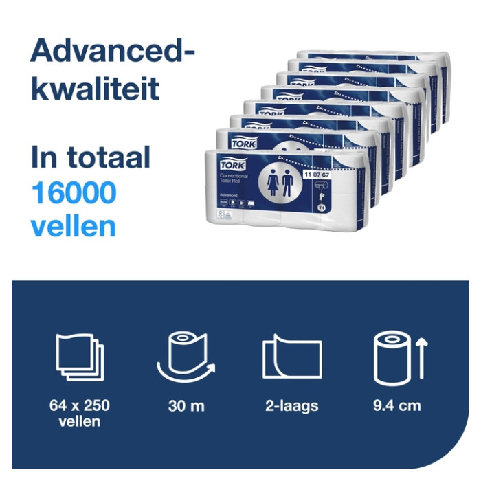 Toiletpapier Tork T4 Advanced 2-laags 250 vel wit 110767