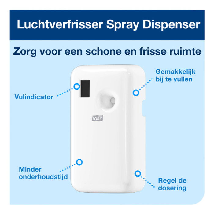 Luchtverfrisserdispenser Tork A1 spray wit 562000