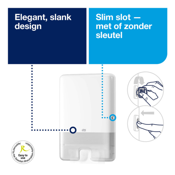Handdoekdispenser Tork H2 Elevation Xpress wit 552000