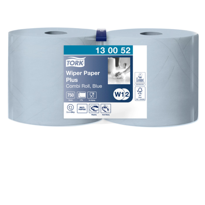 Poetspapier Tork W2 Plus Premium 2-laags 750 vel blauw 130052