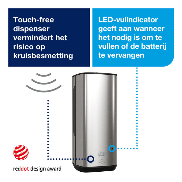 Zeepdispenser Tork S4 Image Line sensor 1000ml zilver 460009