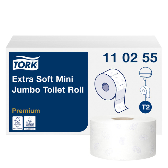Toiletpapier Tork T2 Premium jumbo klein 3-laags 120m wit 110255
