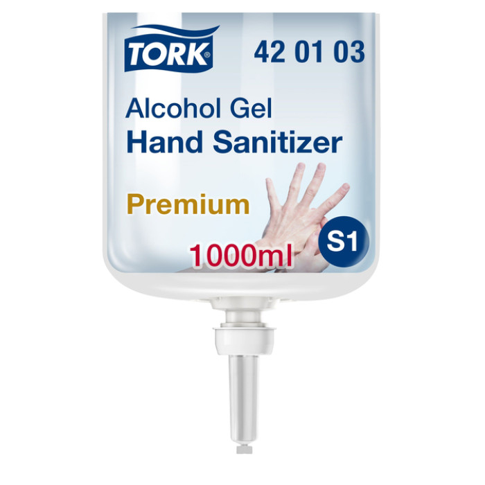 Handdesinfectie Tork S1 Premium alcoholgel ongeparfumeerd 1000 ml 420103