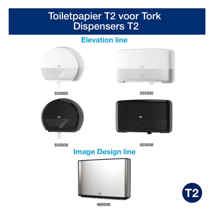 Toiletpapier Tork T2 Advanced jumbo klein 2-laags 170m wit 120280