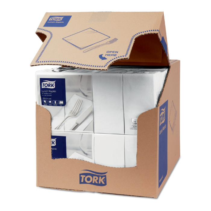 Lunchservet Tork Advanced 1/8 vouw 2-laags 328x325mm 200 vel wit 477402