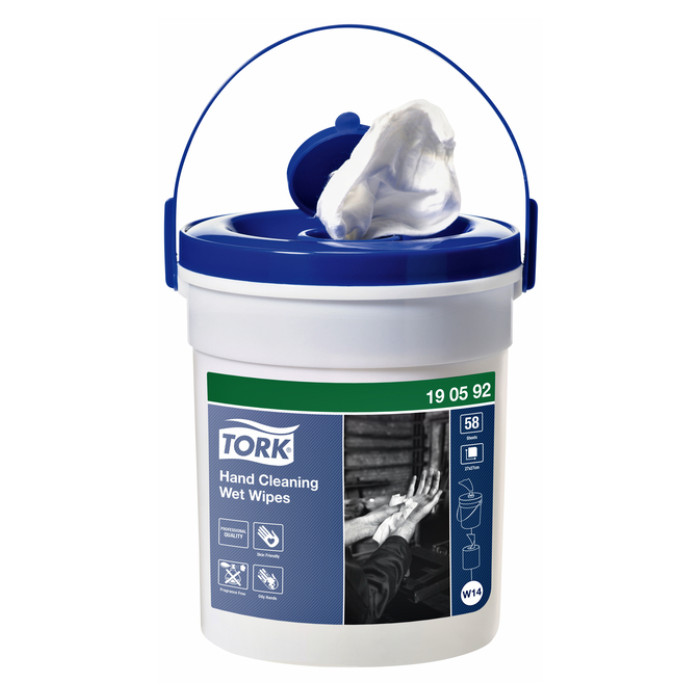 Handreinigingsdoek Tork W14 Premium emmer 1-laags 58 vel wit 190592