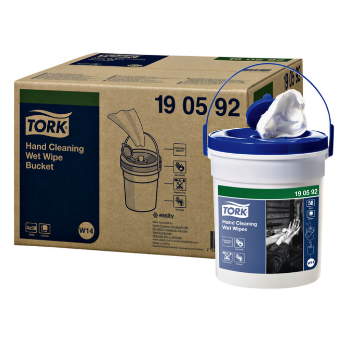 Handreinigingsdoek Tork W14 Premium emmer 1-laags 58 vel wit 190592