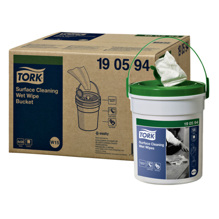 Reinigingsdoek Tork W15 Premium emmer 1-laags 58 vel wit 190594