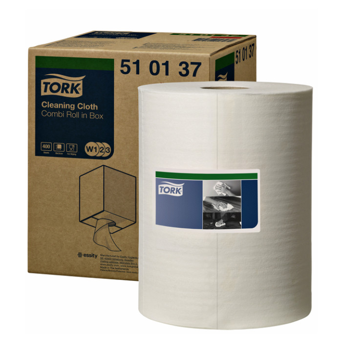 Reinigingsdoek Tork W2 Premium 1-laags 152m wit 510137