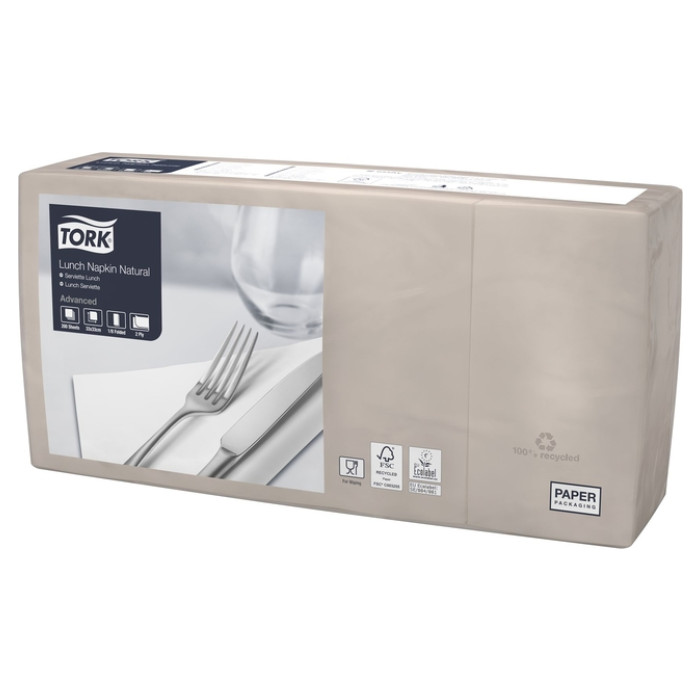 Lunchservet Tork Advanced 1/8 vouw 2-laags 328x325mm 200 vel naturel 477351