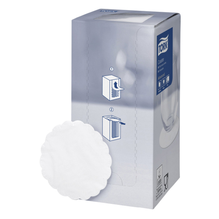 Onderzetter Tork Advanced 8-laags 90mm 250 vel wit 474474