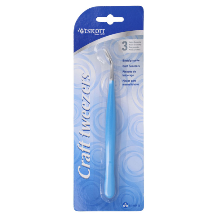 Knutselpincet Westcott 15.5cm soft grip blauw