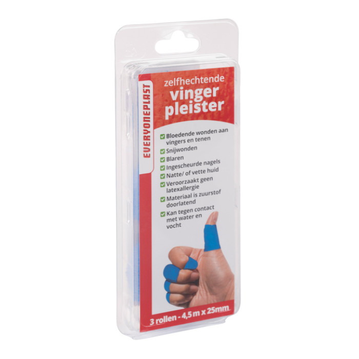 Vingerpleister Allglue zelfklevend op een rol 25mmx4.5m blauw 3 rollen
