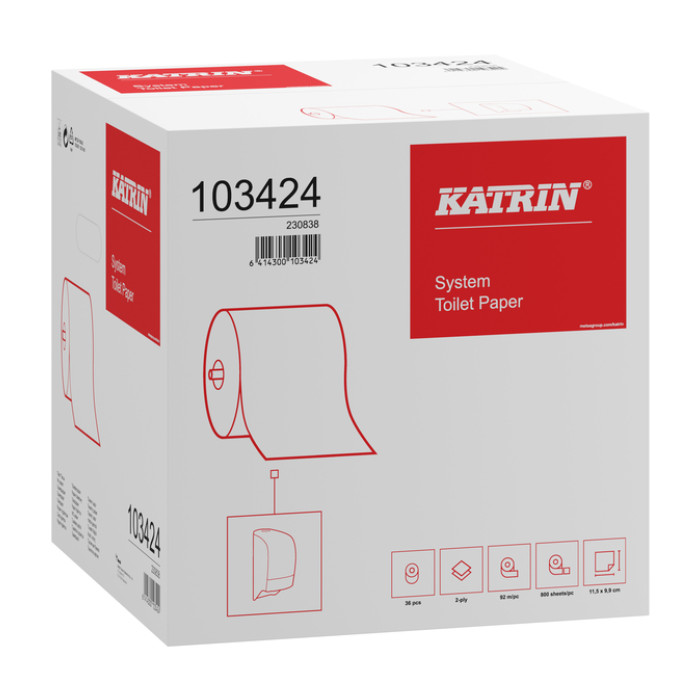 Toiletpapier Katrin systeemrol 2-laags 92m wit 103424