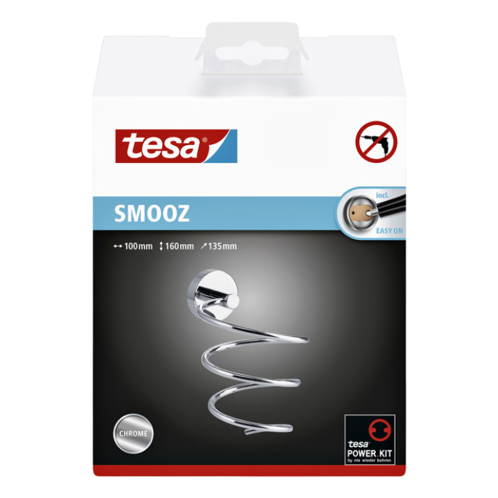 Haardrogerhouder tesa® Smooz hoogglans verchroomd metaal zelfklevend